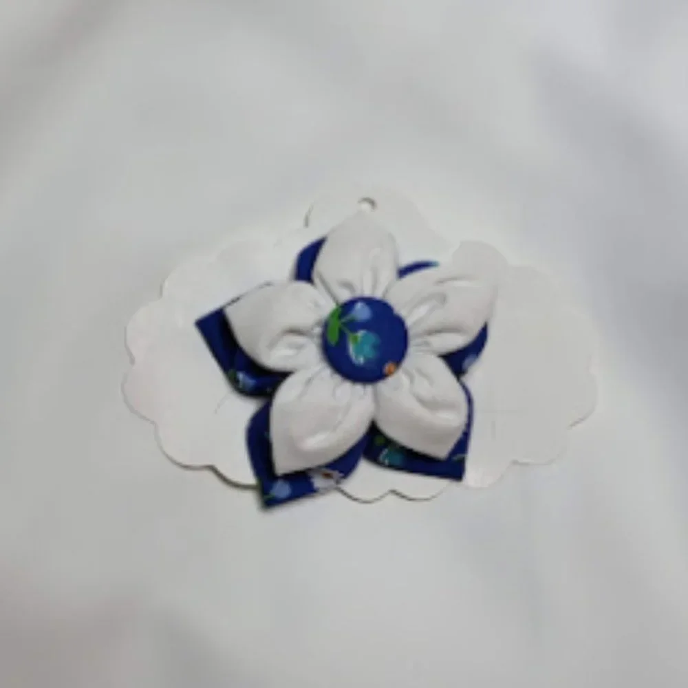 Girls Handmade Blue/White Flower Hair Clip- Brand New
